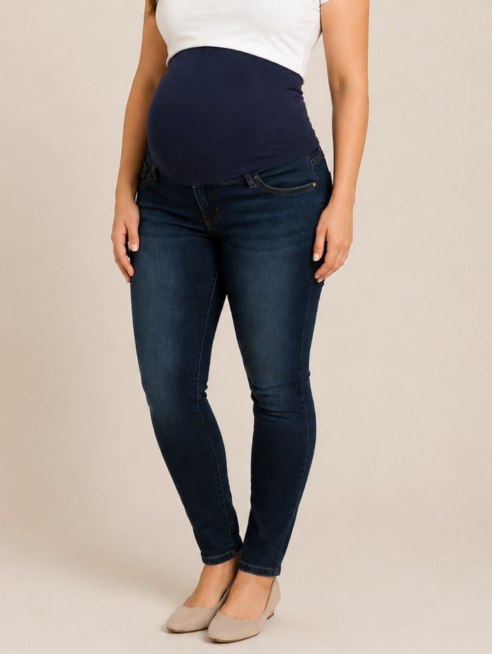 Indigo Blue Maternity Skinny Jeans Dark Wash Secret Fit Over Belly Size M/L